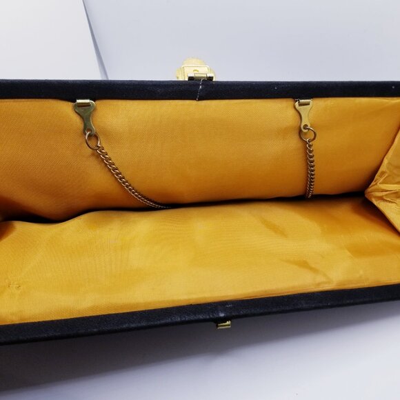 60s Vintage Extra Long Black Gaberdine Clutch - Picture 4 of 5